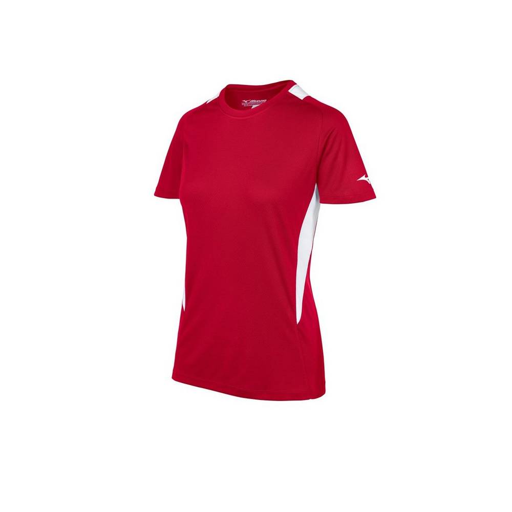 Jerseys Mizuno Crew Neck Mujer Rojas/Blancas España MWPZ-07156